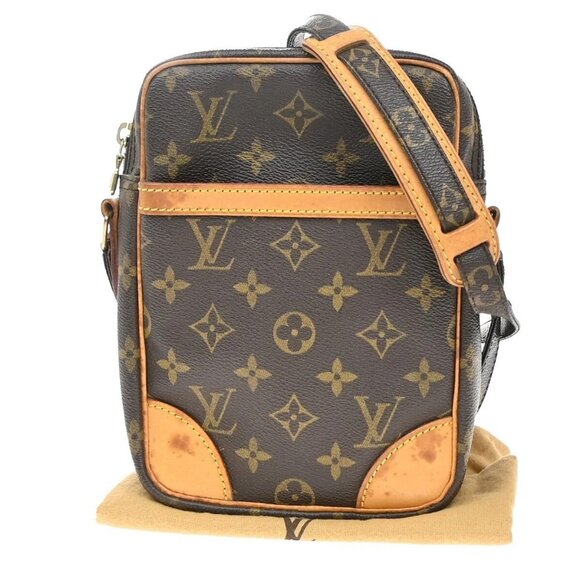 LOUIS VUITTON Danube Shoulder Bag Monogram Leather Brown France M45266 80EE818 - Picture 1 of 14